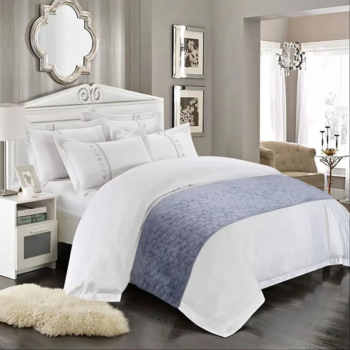 GENERICO - piecera decorativa para cama, sofá, sillón y mas. gris ( 210 x 95 )