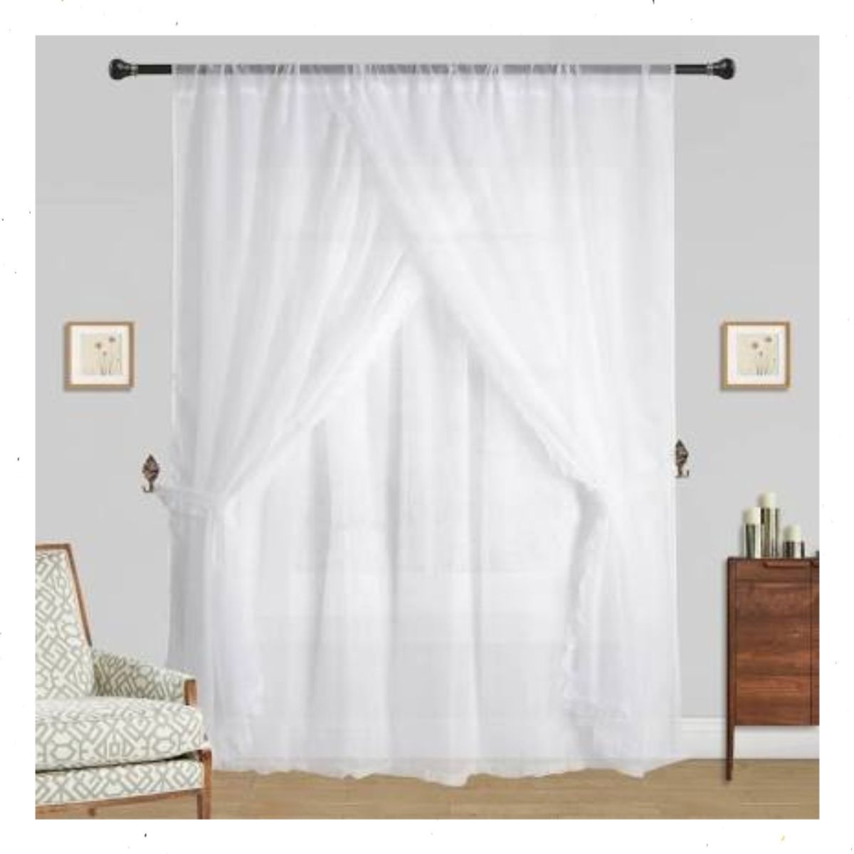 GENERICO - Visillo Velo Romántico Liso 2.0 X 2.20 Mts Decoracion Hogar