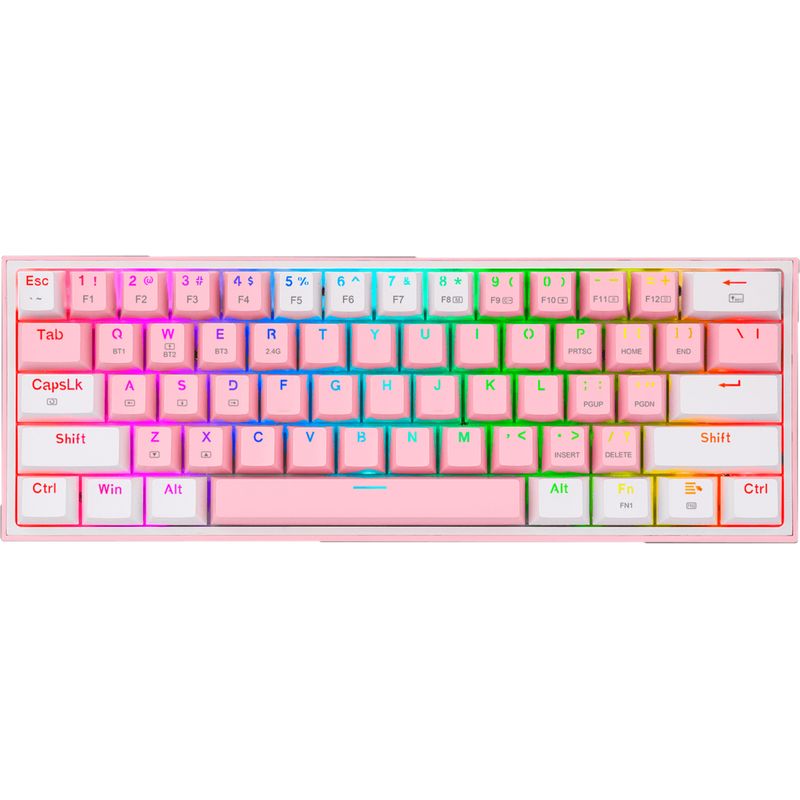 REDRAGON - Teclado Mecánico Gamer Redragon Fizz Pro 60 BlancoRosa Español