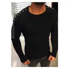 BLWOENS - Suéter casual de moda para hombres - Negro