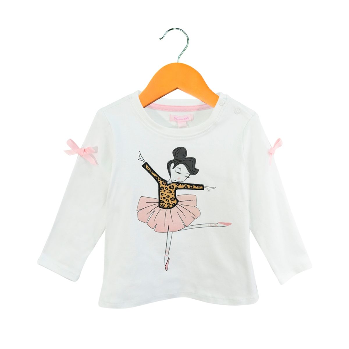PUMUCKI - Polera Manga Larga Bailarina Blanco Niña Pumucki