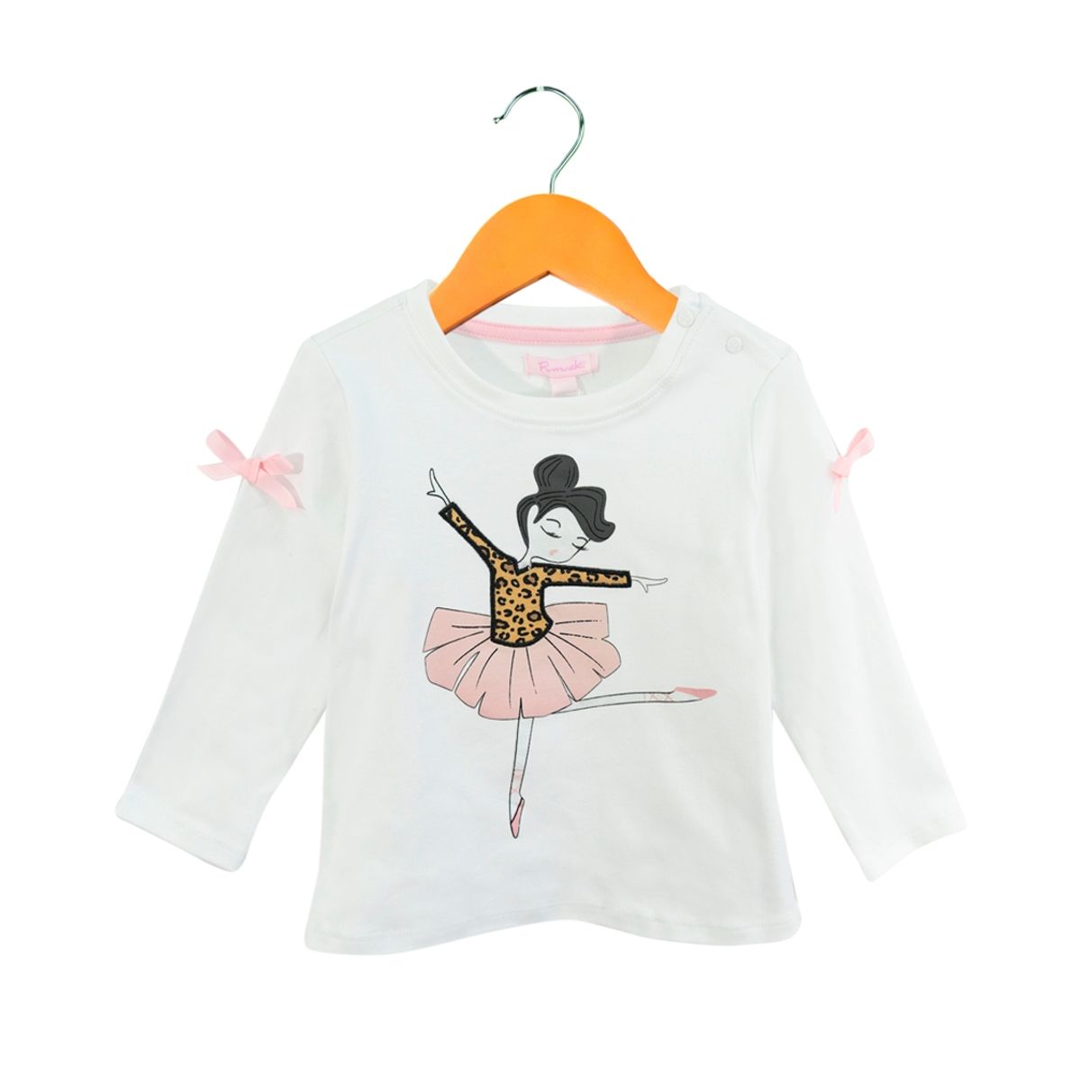 PUMUCKI - Polera Manga Larga Bailarina Blanco Niña Pumucki