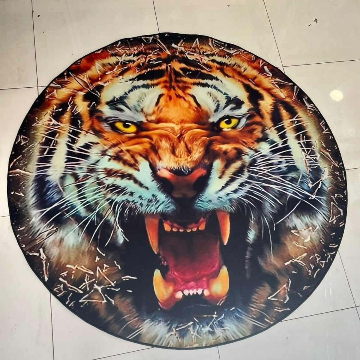 GENERICO - alfombra diseño tigre feroz redonda 150x150 felpa antideslizante MARIA