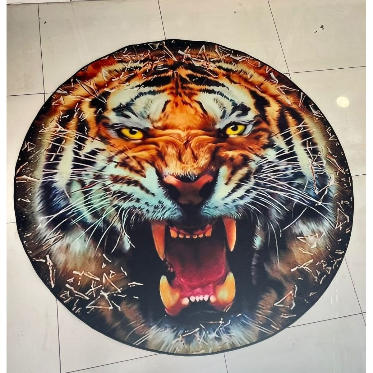 GENERICO - alfombra diseño tigre feroz redonda 150x150 felpa antideslizante MARIA