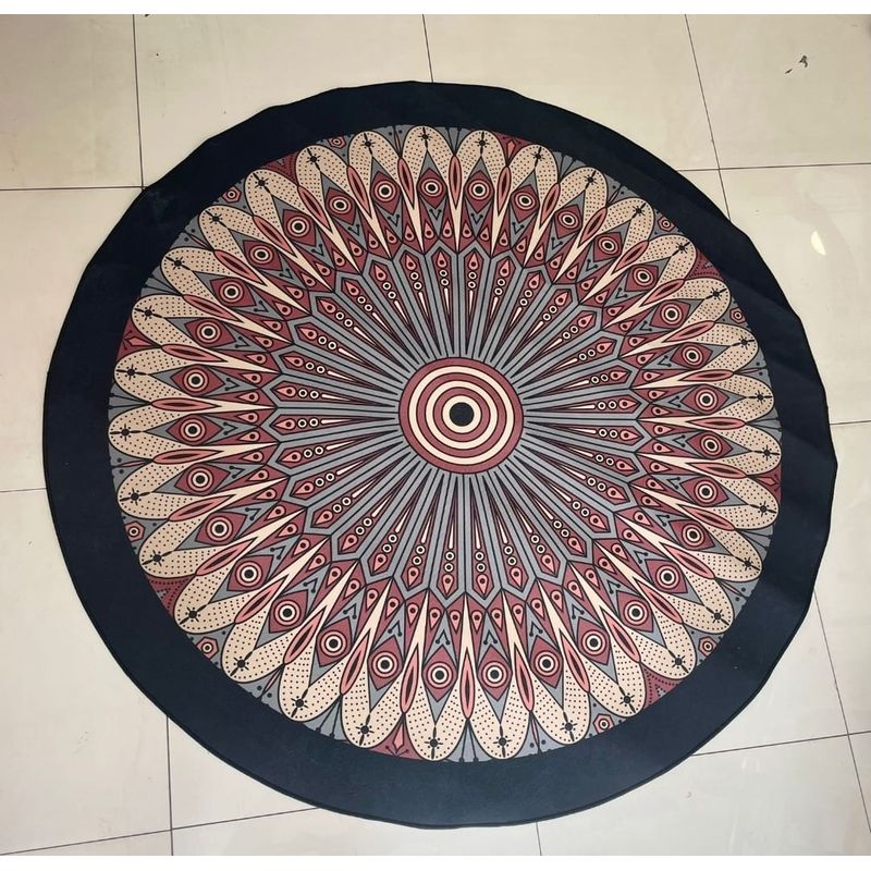 GENERICO - TAPETE REDONDO ANTIDESLIZANTE CON DISEÑO MANDALA 160X160WYN