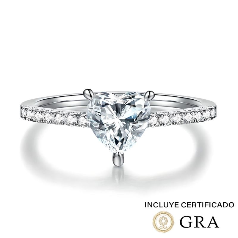 BOOMZAIR - Anillo de compromiso de plata  con brillante de moissanite 1ct