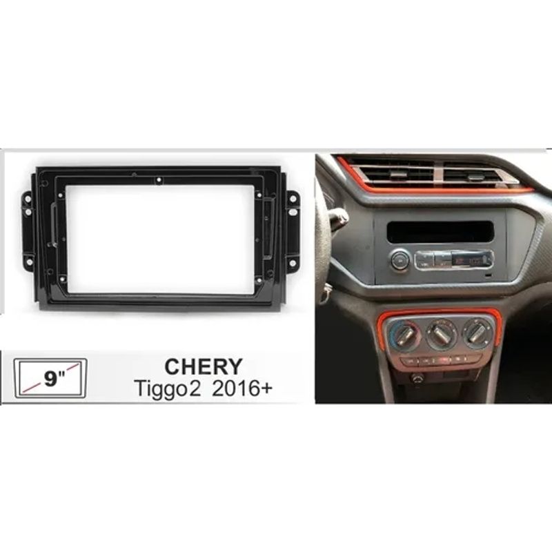 GENERICO - Bisel Adaptador Radio Chery Tiggo 2 - 3 2016+ 9pul Karvas