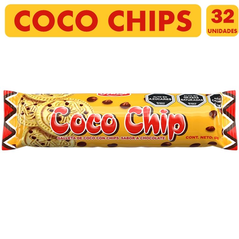 GENERICO - Galletas De Coco Con Chips Sabor Chocolate (caja Con 32 Uni)