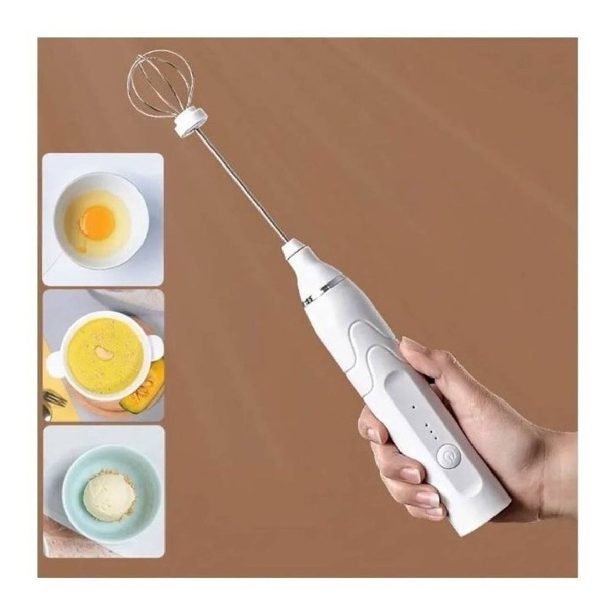 GENERICO - Mezclador Café Espumador Leche Recargable Batidor Portátil Blanco