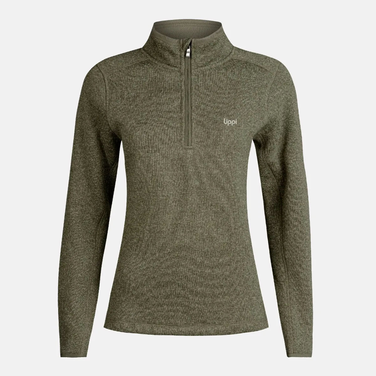 LIPPI - Poleron Mujer Coronado Therm-Pro Pullover Melange Verde Oscuro Lippi