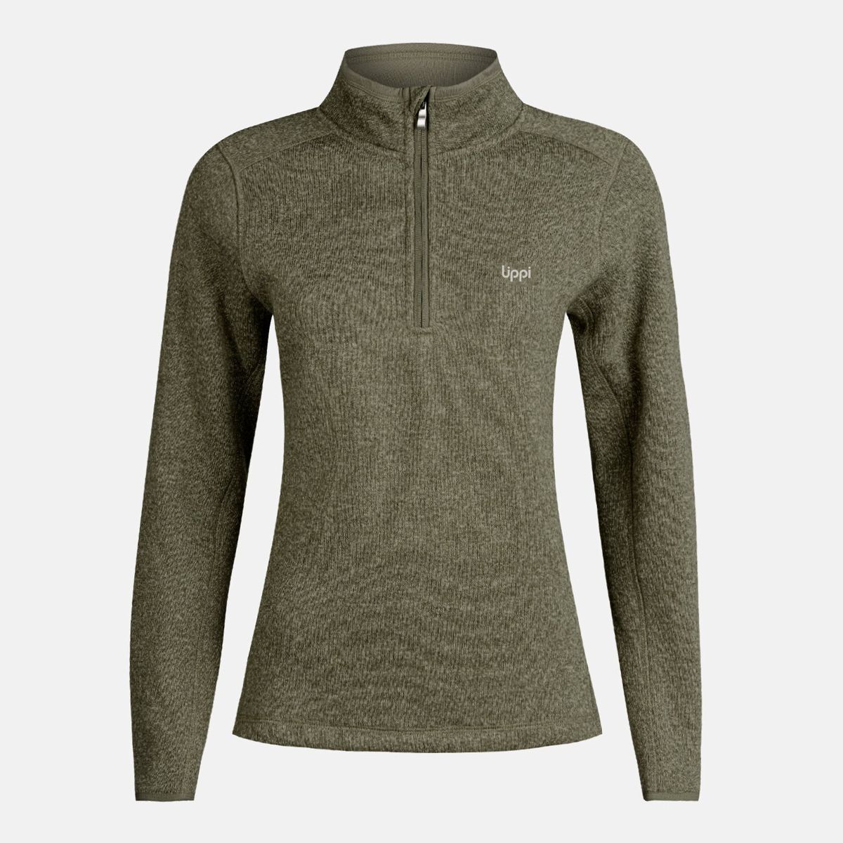 LIPPI - Poleron Mujer Coronado Therm-Pro Pullover Melange Verde Oscuro Lippi