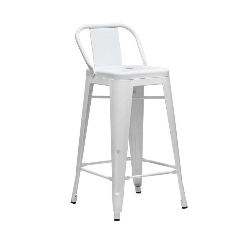 KLIK - Taburete Tolix Acero con Respaldo - Blanco KLIK.