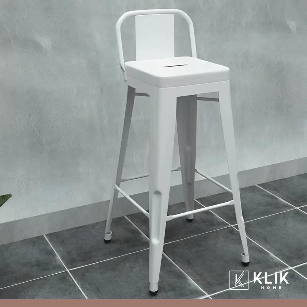 KLIK - Taburete Tolix Acero con Respaldo - Blanco KLIK