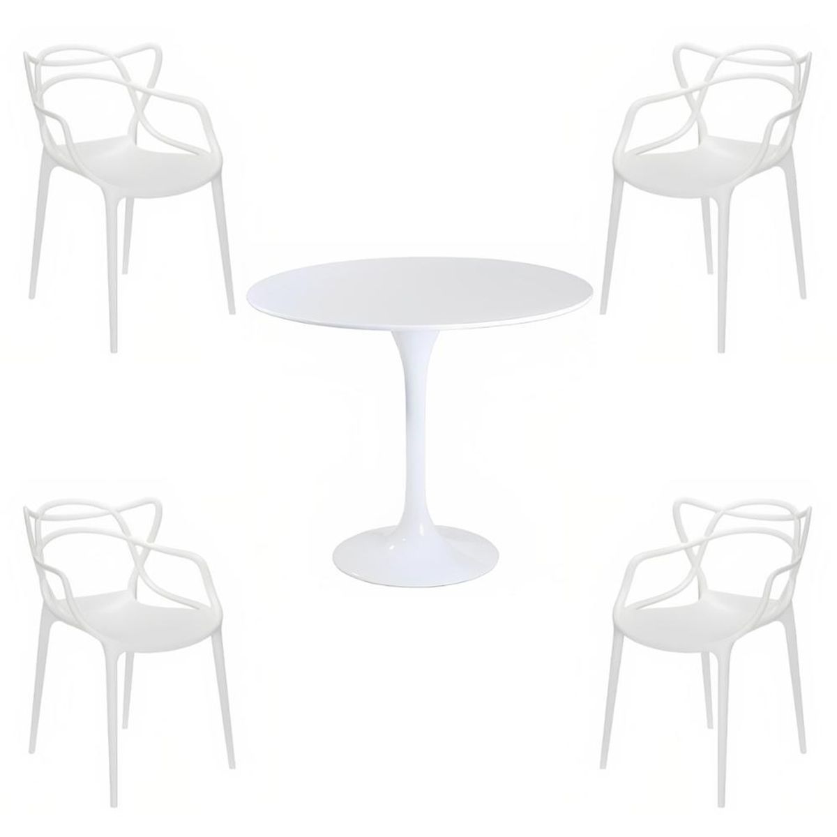 KLIK - Comedor Mesa Tulip Blanca 80cm - 4 Sillas Master blancas KLIK