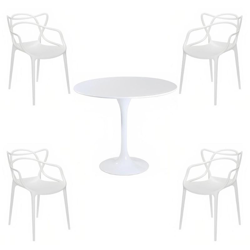 KLIK - Comedor Mesa Tulip Blanca 80cm - 4 Sillas Master blancas KLIK