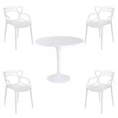 KLIK - Comedor Mesa Tulip Blanca 80cm - 4 Sillas Master blancas