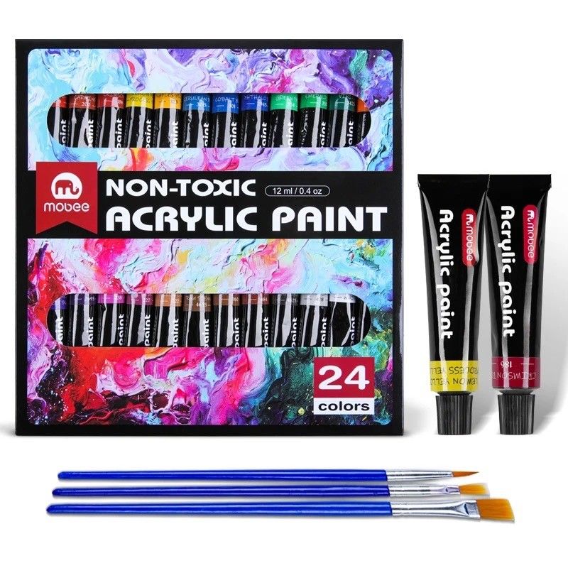 GENERICO - Pintura Acrílica 24 Colores Oleo Incluye Pinceles Set Mobee