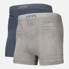 LIPPI - Ropa Interior Hombre Pack Skintec Seamless Boxer Gris Medio y Azul Marino