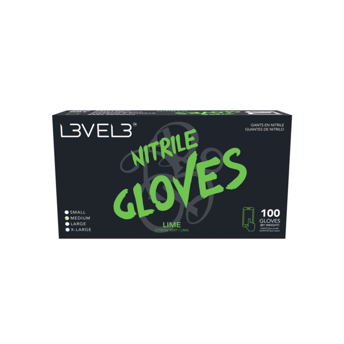 L3VEL3 - Guantes L3vel3 De Nitrilo Color Lima Talla L