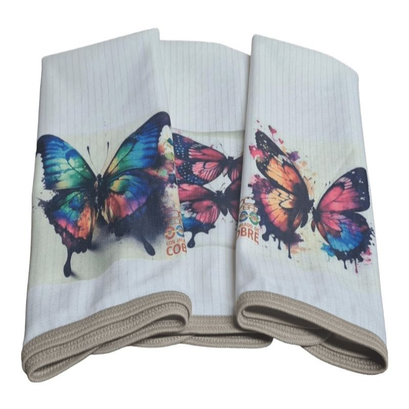 DCOBRE - PAÑO DE LOZA  COBRE  ABSORBENTE 3 UNIDADES MODELO MARIPOSAS COLORES