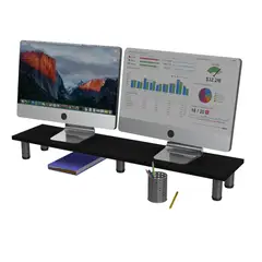 BOOKSTORE - Soporte Para Monitor Doble Melamina con Patas Acero Negro
