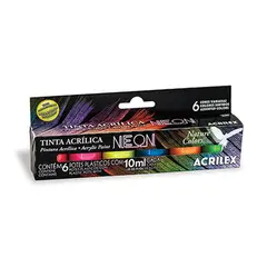 GENERICO - SET PINTURA ACRÍLICA NEON 6 COLORES 10 ML