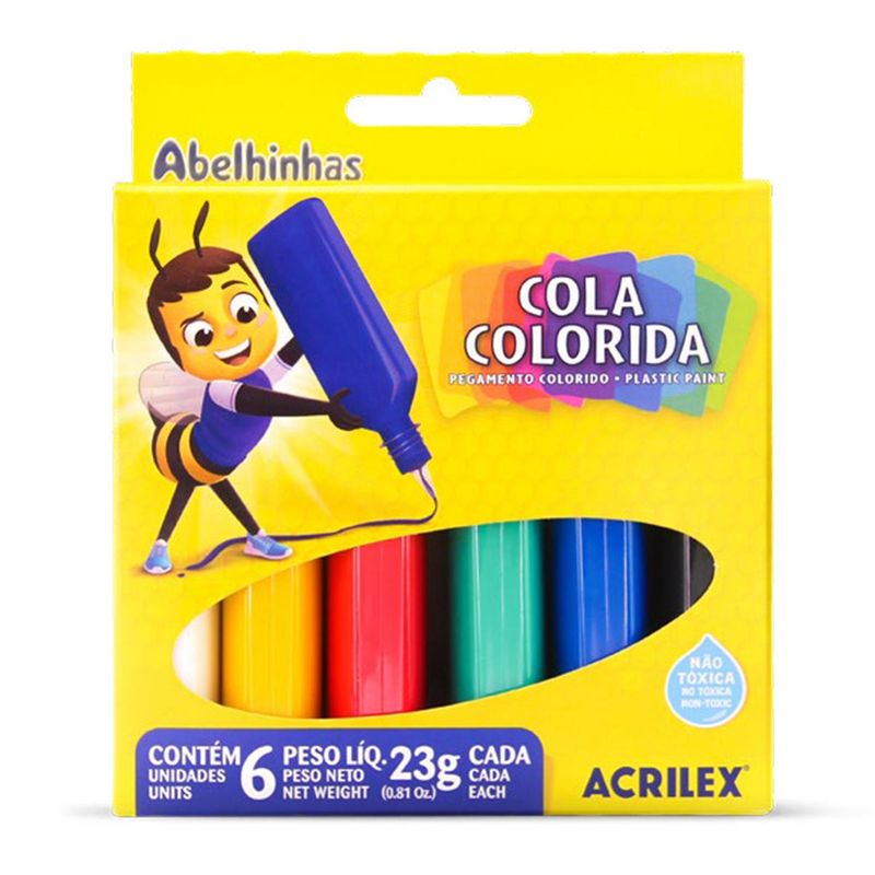 GENERICO - COLA COLORIDA ESTUCHE 6 COLORES