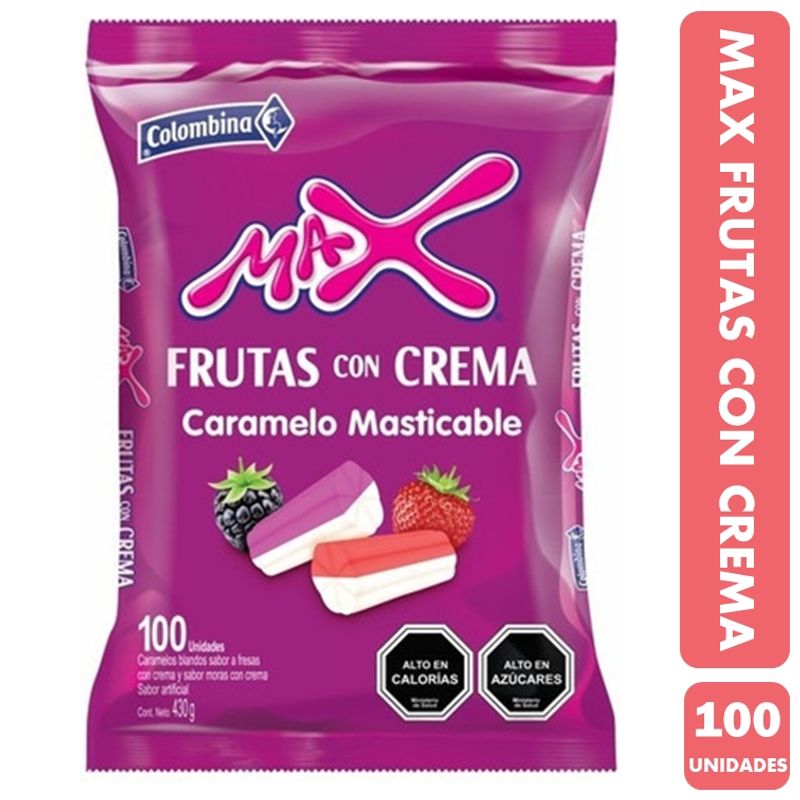 COLOMBINA - Max Frutas Con Crema -Masticables Colombina Bolsa Con 100U