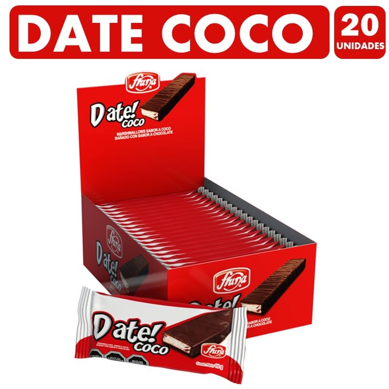 GENERICO - Date Rojo Sabor Coco - Marshmallows Bañados (Caja Con 20 Un)