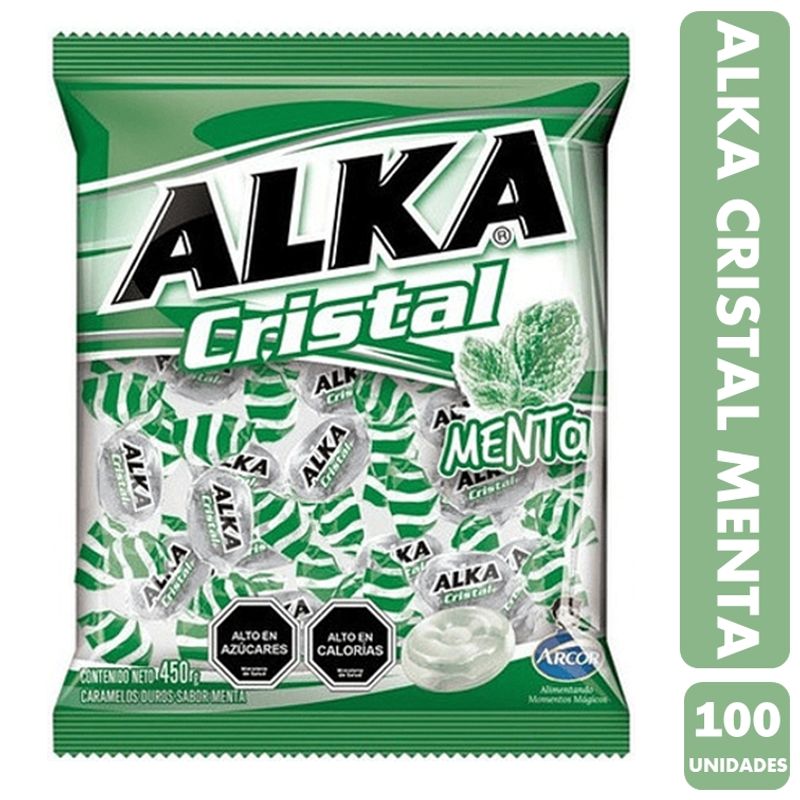 ARCOR - Alka Verde Cristal - Caramelos Sabor Menta Bolsa Con 100Un