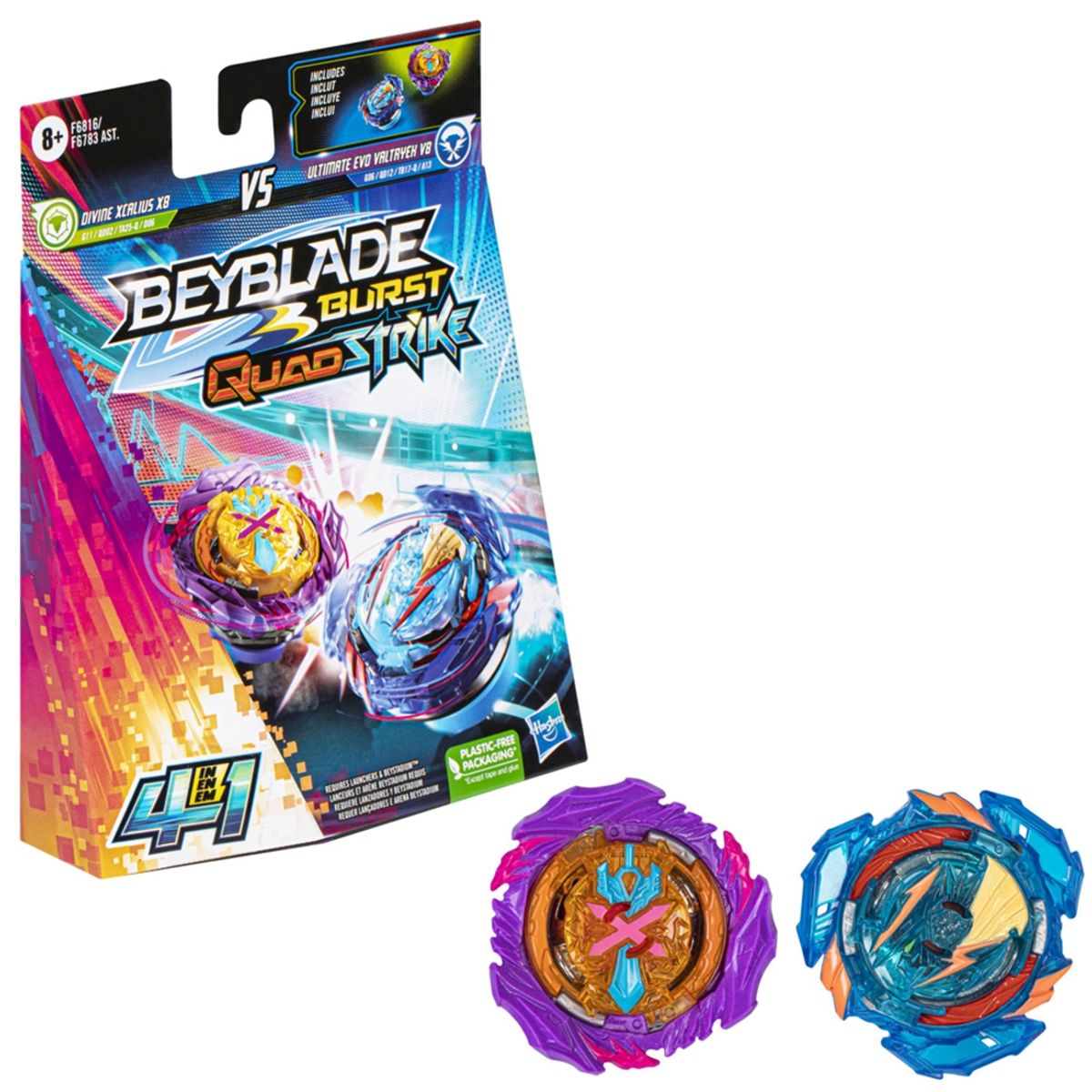 BEYBLADE - Trompo Beyblade Ultimate Evo Valtryek V8 y Divine Xcalius X8