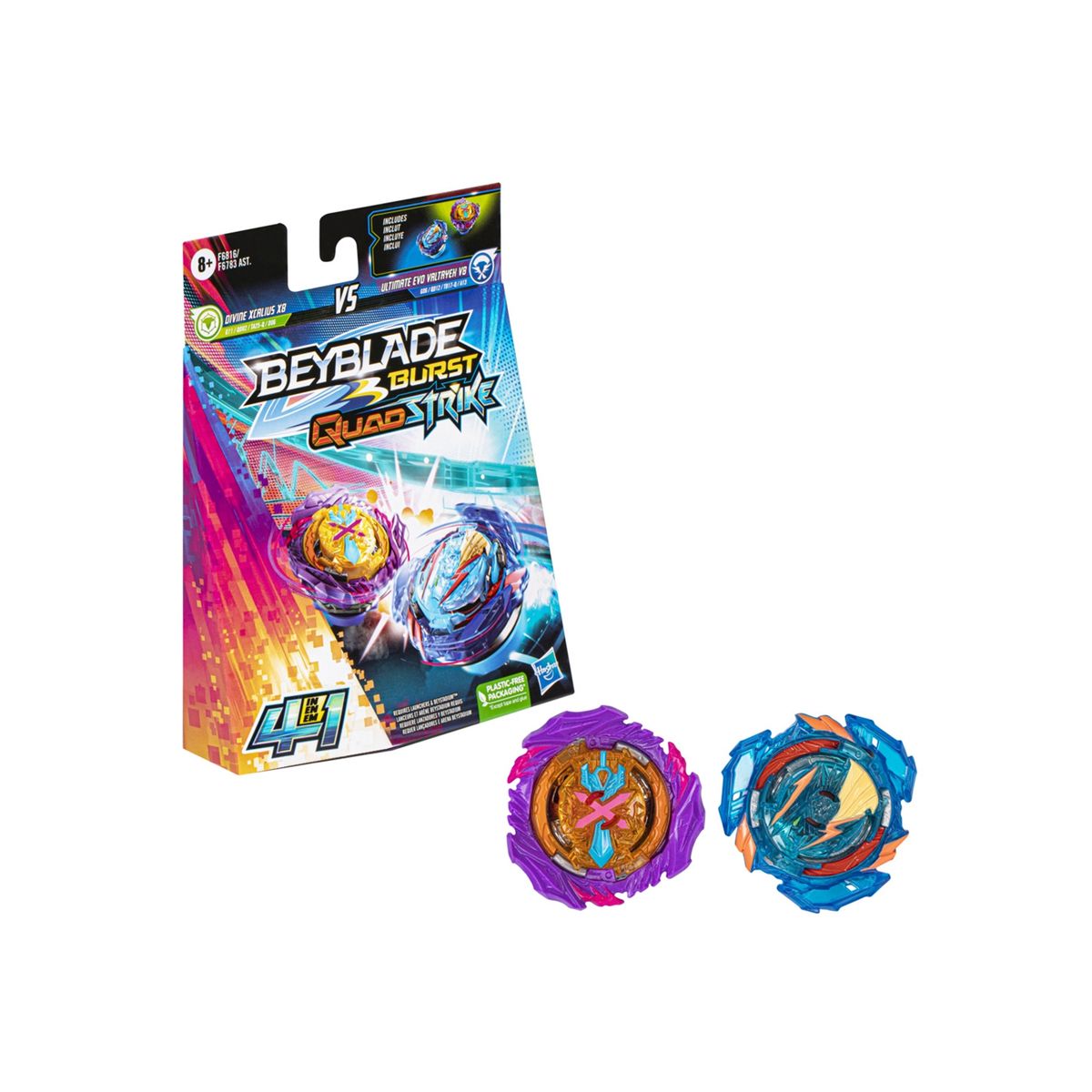 BEYBLADE - Trompo Beyblade Ultimate Evo Valtryek V8 y Divine Xcalius X8