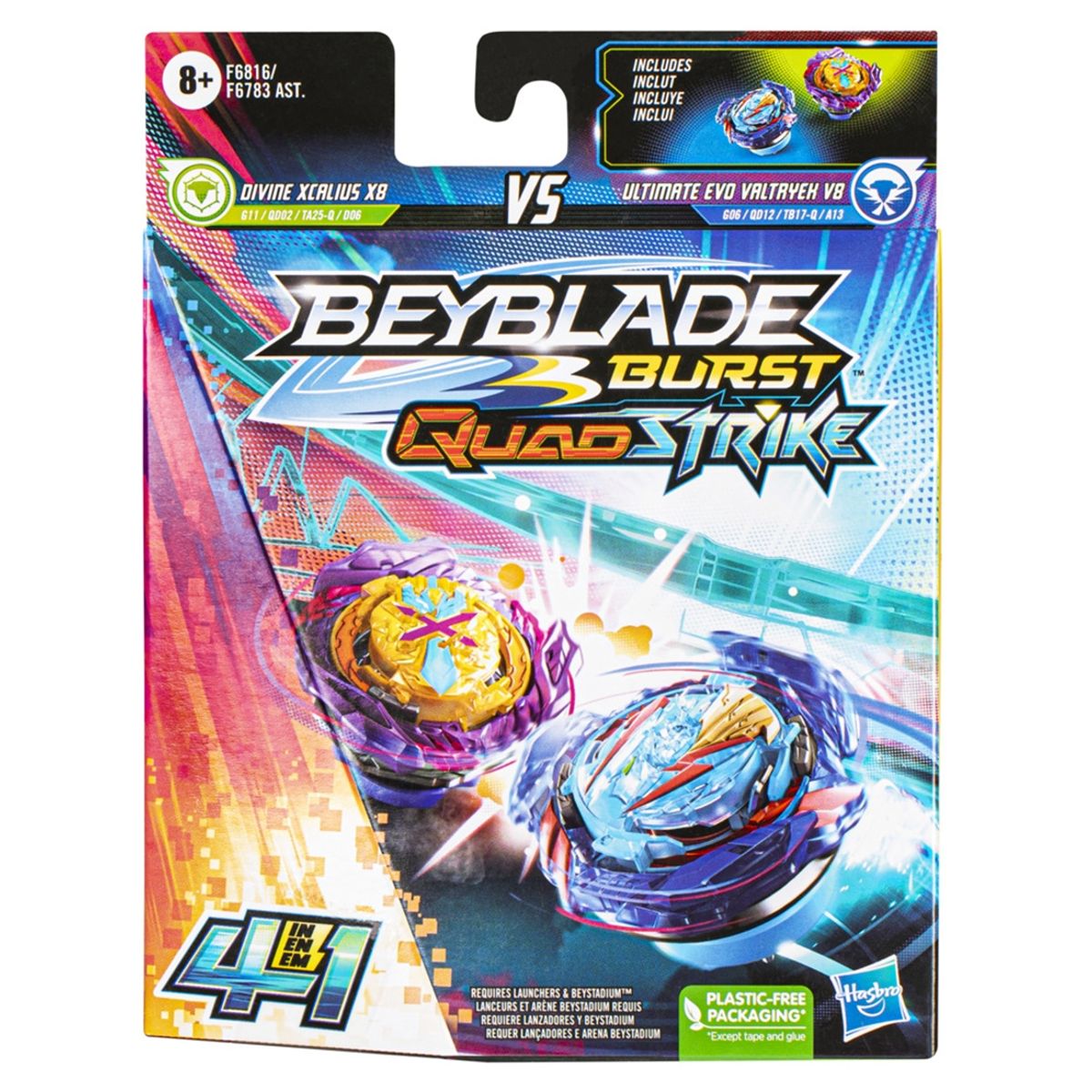 BEYBLADE - Trompo Beyblade Ultimate Evo Valtryek V8 y Divine Xcalius X8