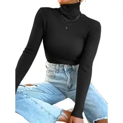 MPROPIA - Sweater Beatle Lana Mujer Cuello Alto Doble Otoño Invierno T50