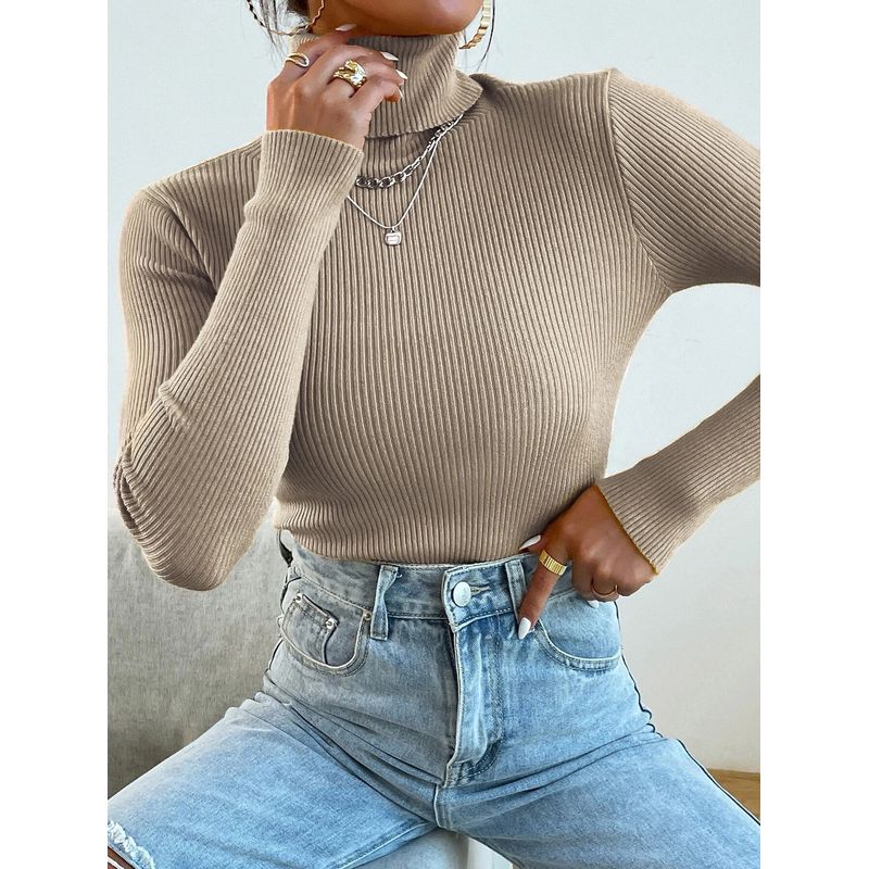 MPROPIA - Sweater Beatle Lana Mujer Cuello Alto Doble Otoño Invierno T50