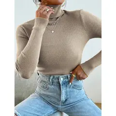 MPROPIA - Sweater Beatle Lana Mujer Cuello Alto Doble Otoño Invierno T50