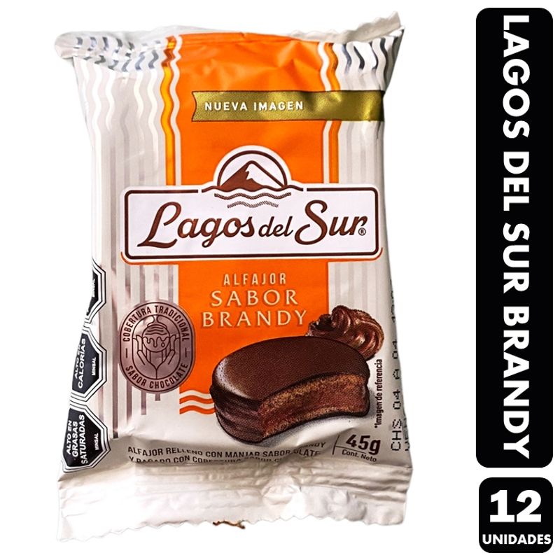 LAGOS DEL SUR - Alfajor Premium - Lagos Del Sur Brandy (Pack De 12 Unidades)