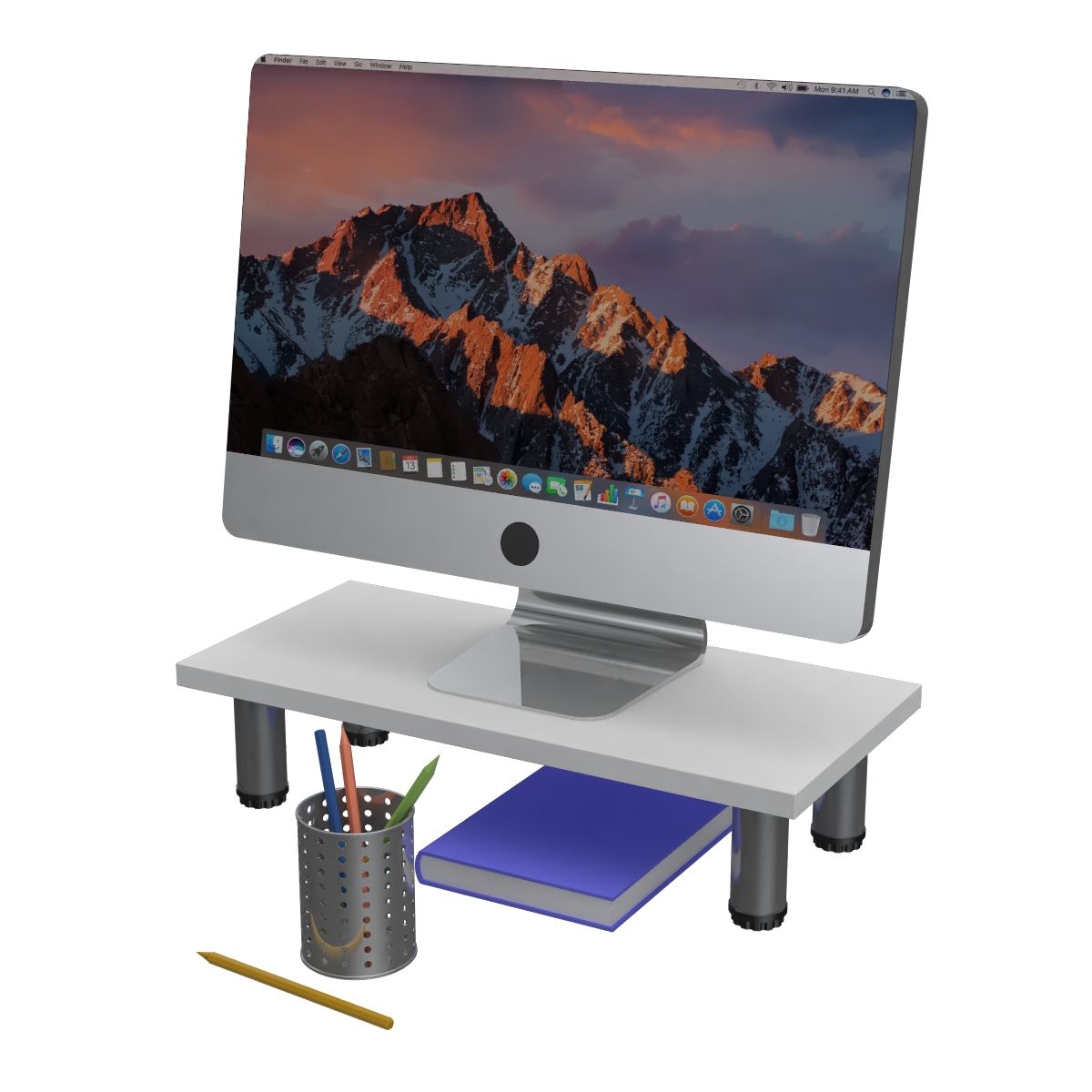 BOOKSTORE - Base Para Monitor de Escritorio con patas acero Blanco