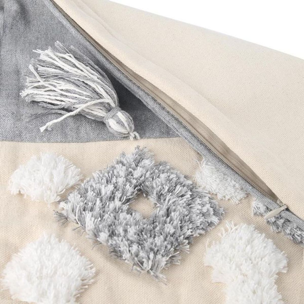 GENERICO - Fundas de cojín Gris Flecos - Pack Dos material de lino