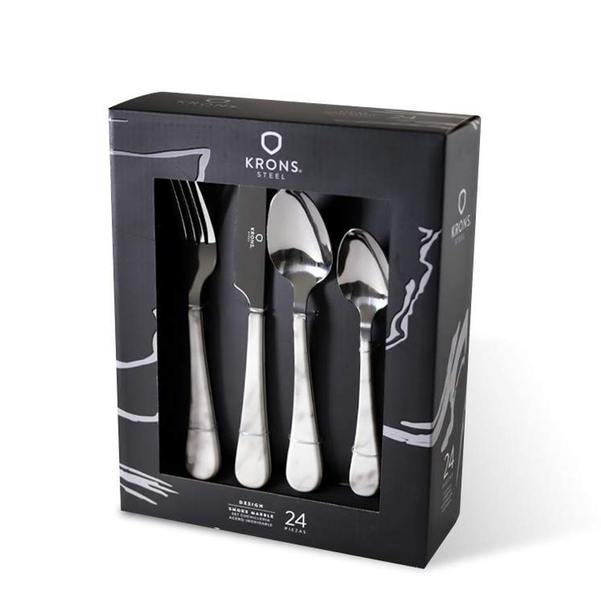 GENERICO - Juego de cuchillos Smoke Marble 24 piezas - Acero inoxidable