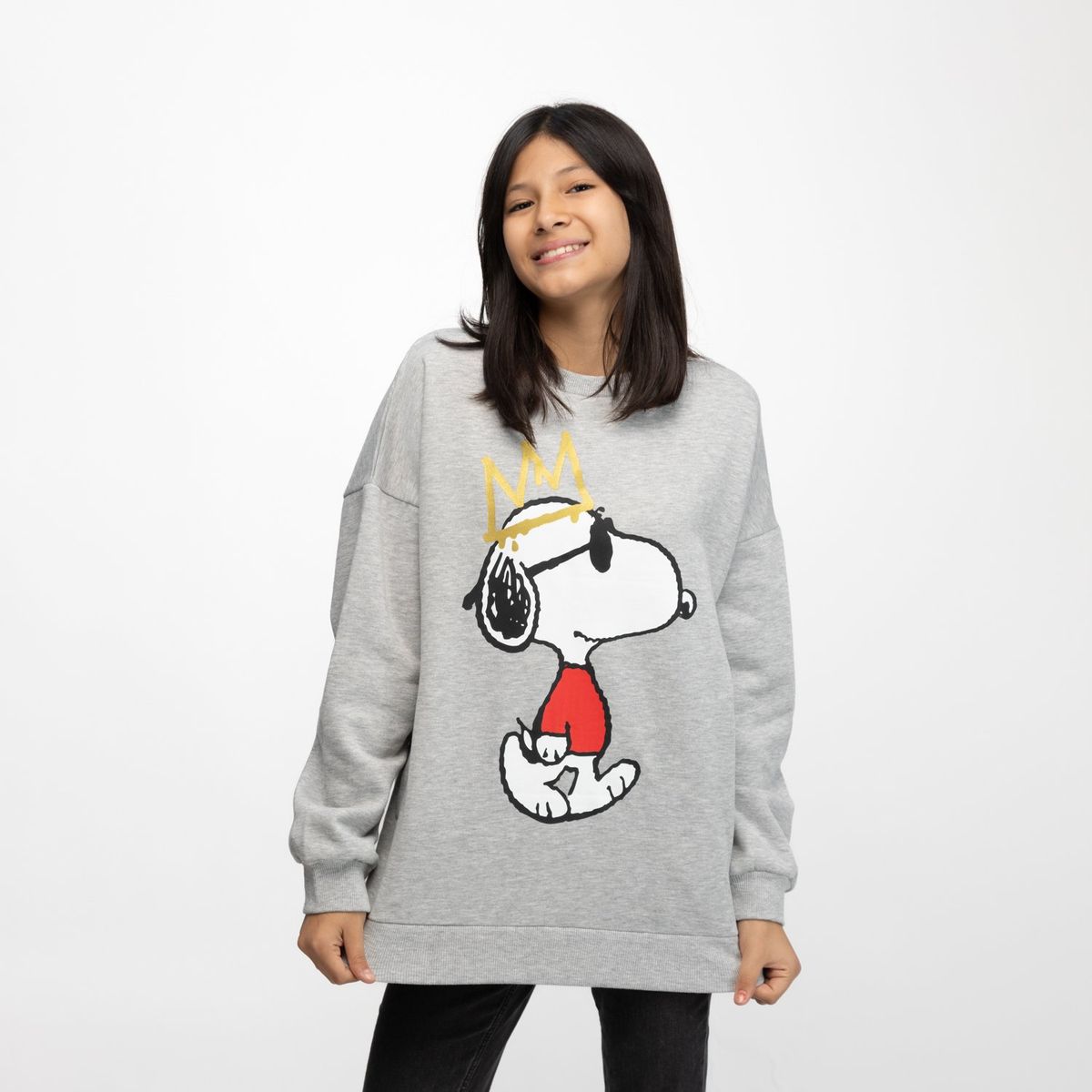 SNOOPY - Poleron Niña Estilo Gris Snoopy