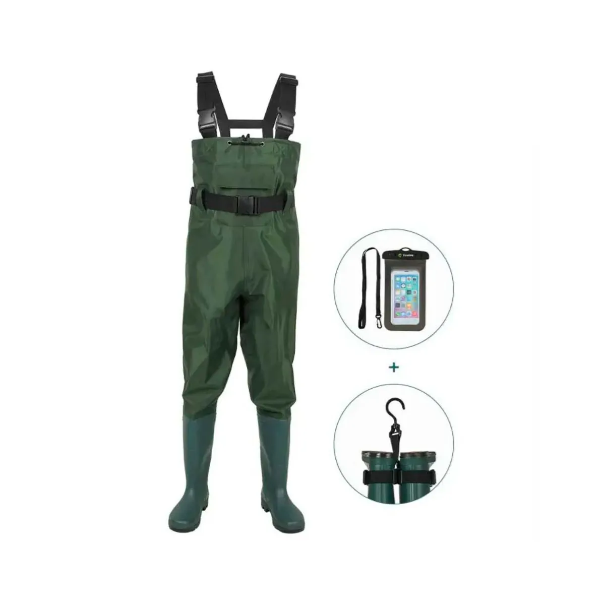 GENERICO - Traje Pesca Wader Impermeable Pvc Pecho Con Botas, Talla 45