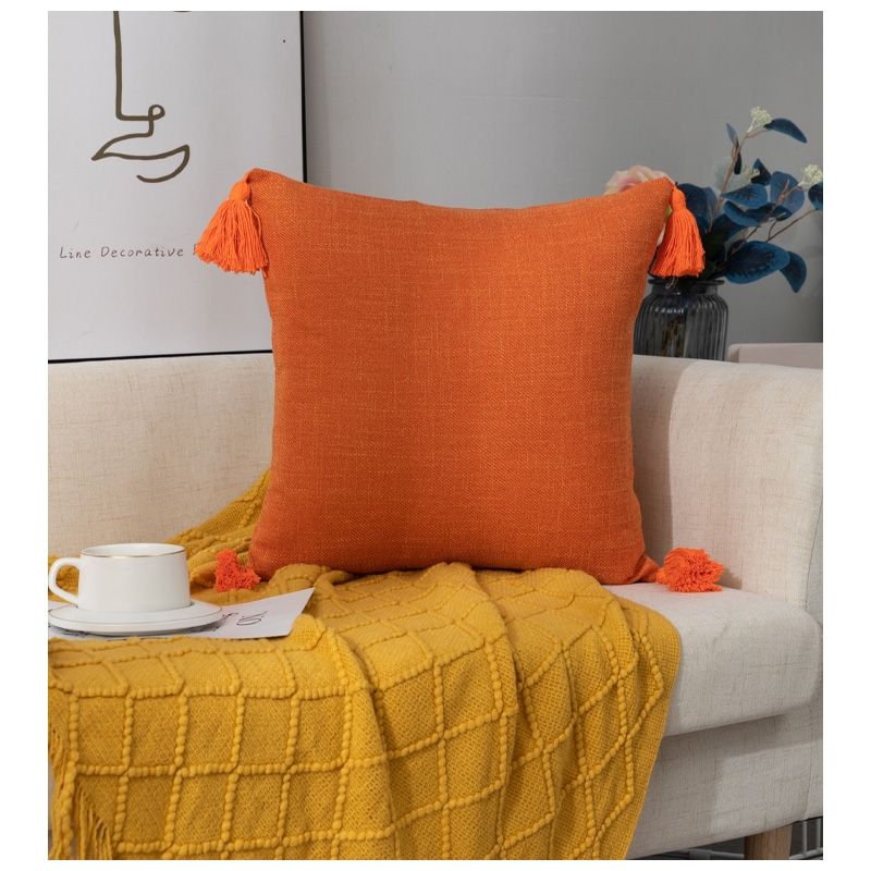 GENERICO - Pack2 Fundas Decorativas  Pompon Esquina 45x45 cms
