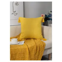 GENERICO - Pack2 Fundas Decorativas Pompon Esquina 45x45 cms