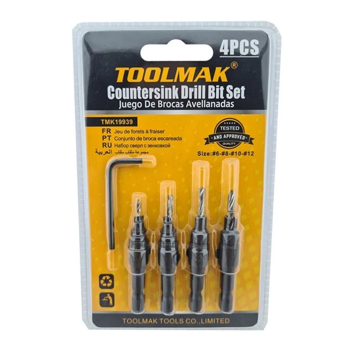 GENERICO - Brocas Avellanadoras Madera Plastico Pvc Taladro 4 Pcs Tmk