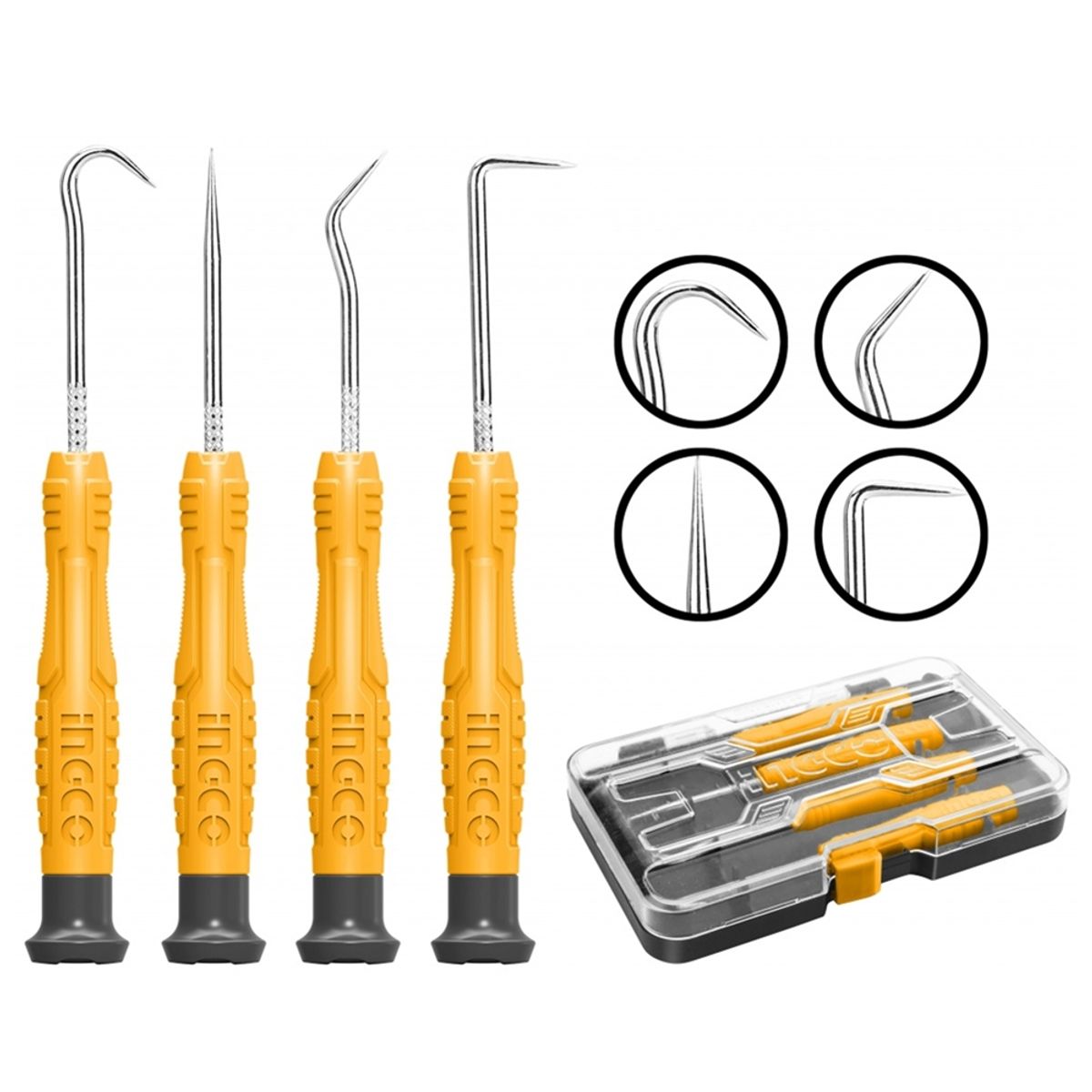 INGCO - Juego Ganchos Y Puntas Multiuso Auto 4 Pcs Ingco Hkphs0401