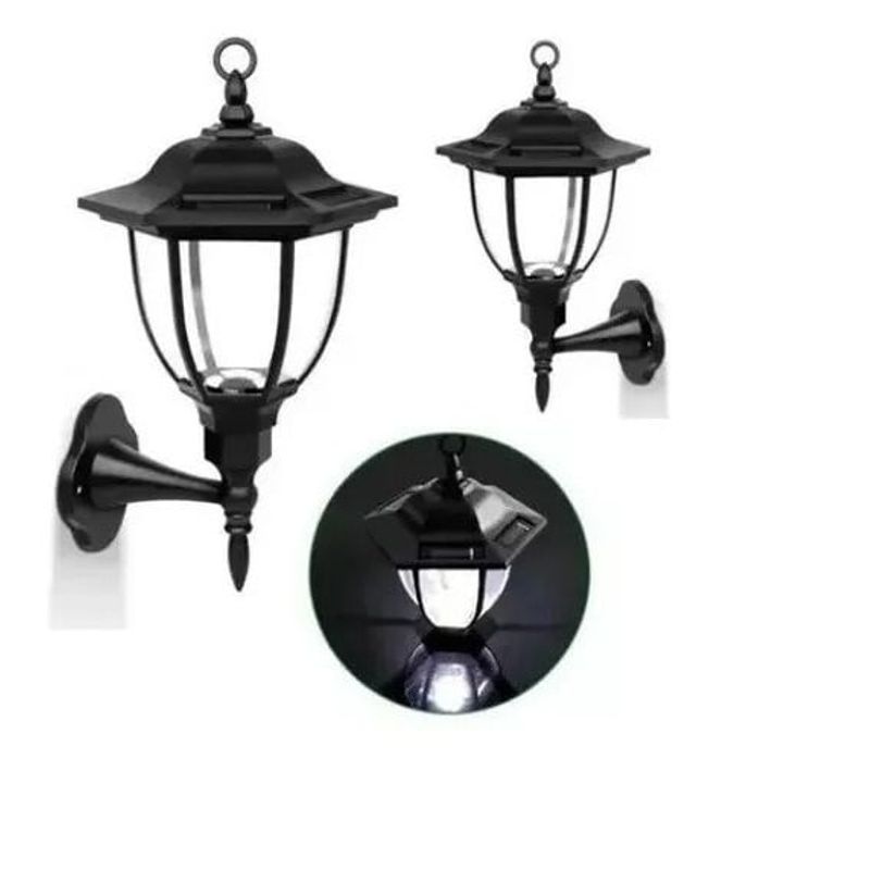 GENERICO - x2 Apliques Farol Exterior de Pared Negro