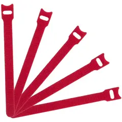 GENERICO - Amarra Cable Velcro Rojo 10 Unidades Cinta Amarracable