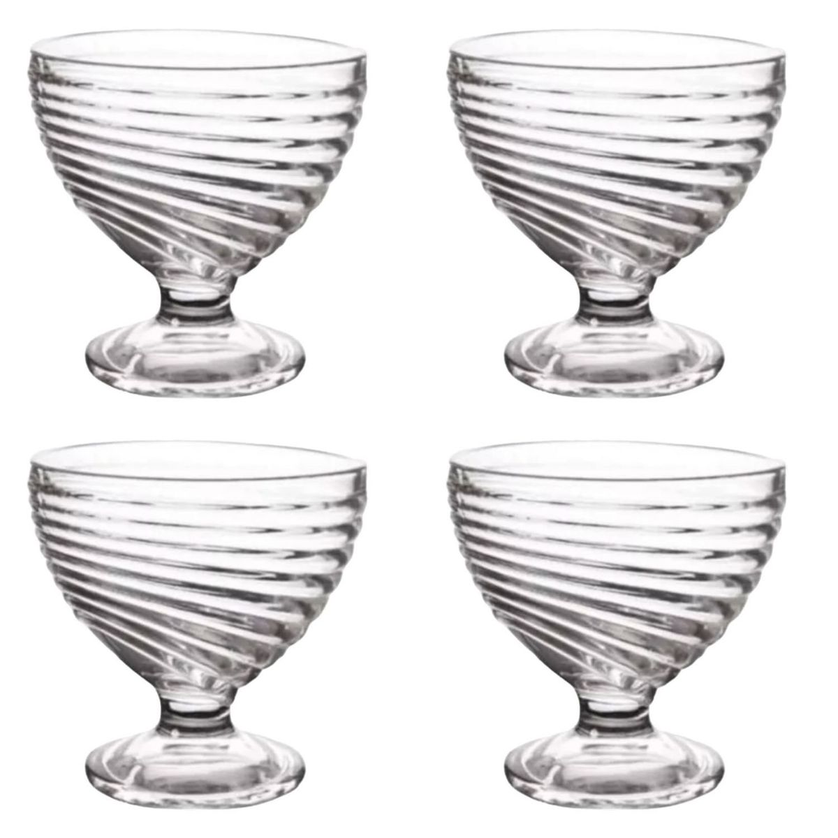 GENERICO - Juego de 4 Copas de Postre con Diseño de Líneas Allegra