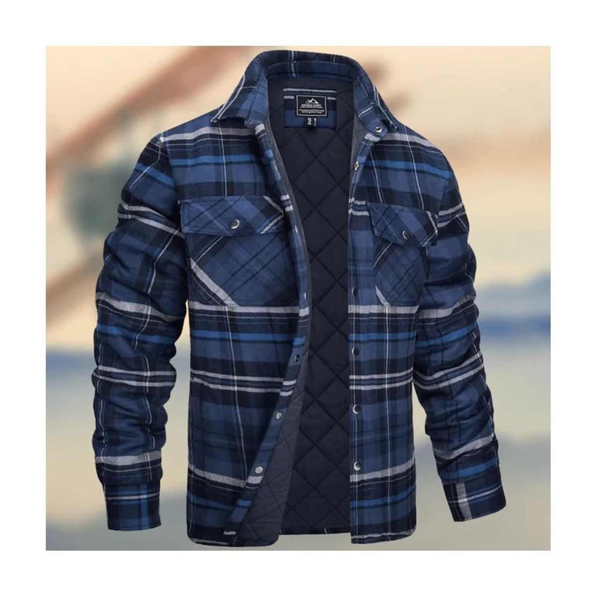 VATYERTY - Chaqueta de algodón a cuadros para hombre.